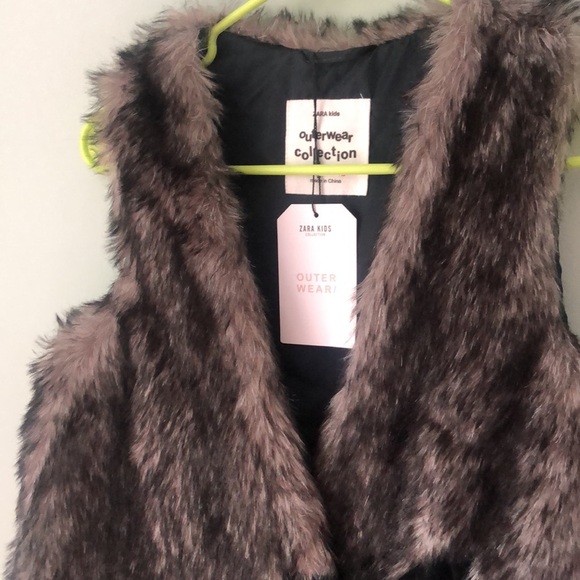 NWT ZARA kids outerwear collection faux fur vest - Picture 2 of 3